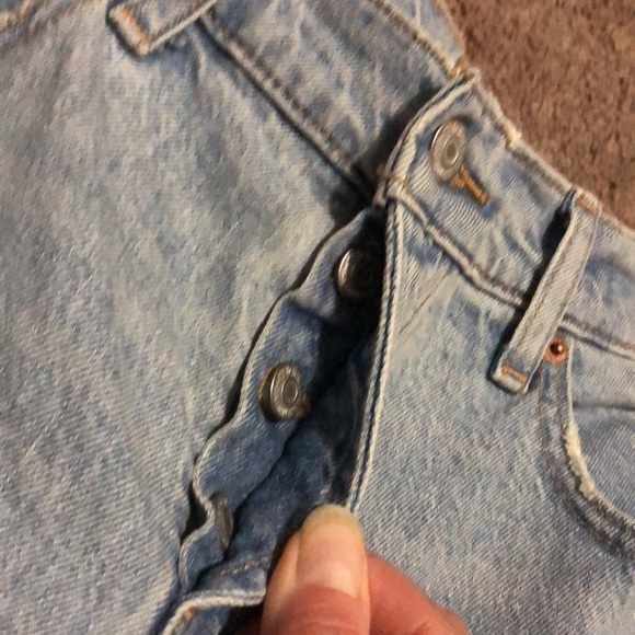 GAP Wmns Sz 2-High Rise Slouchy Straight-Raw Hem-Button Fly-Light Wash-EUC - Picture 6 of 14